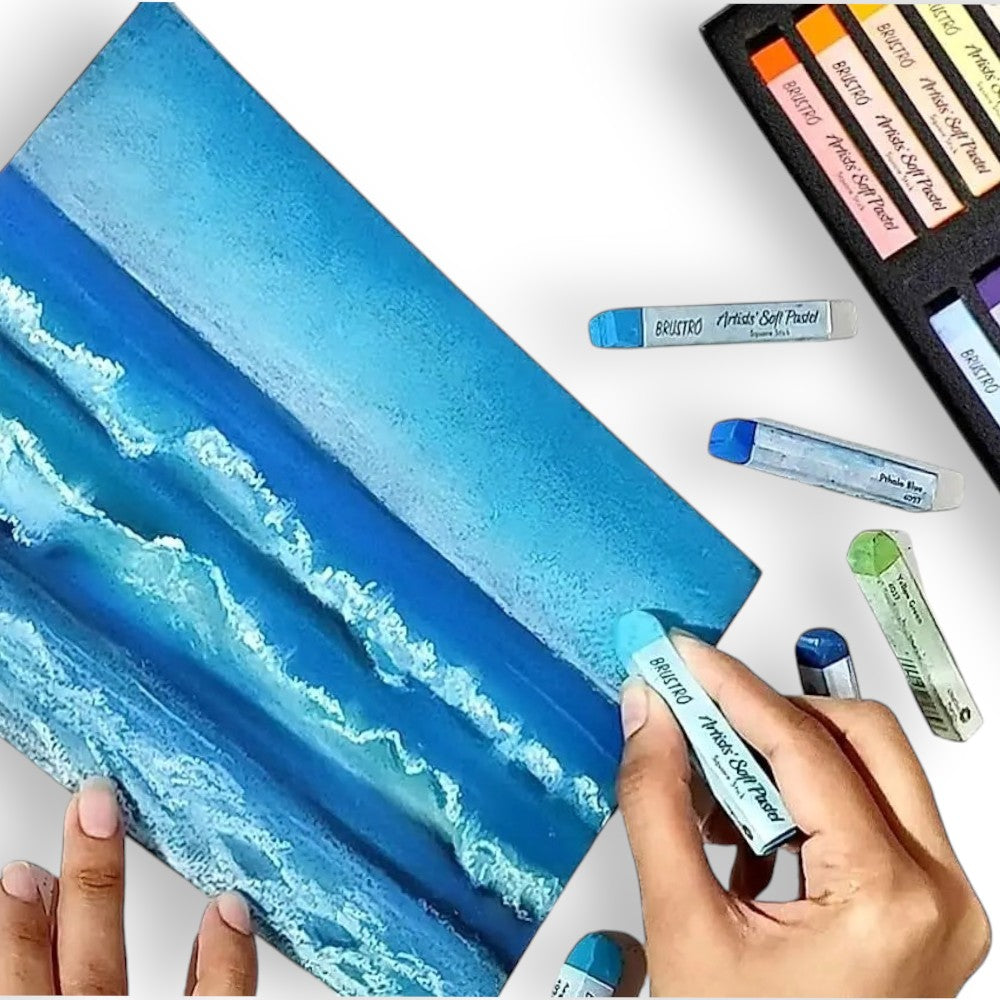 Brustro Soft Pastels Used for Blending and Shading on Artwork